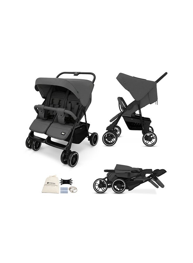 neobreez DUADX Sibling/Twin/Double Side by Side Baby Toddler Stroller, Compact Baby Trolley Pushchair, One-Hand Fold, Waterproof UPF 50+ Canopy, 0-3yrs, 30kg, 3yrs Warranty