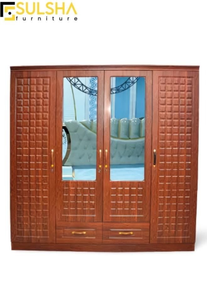 SULSHA 4 Door Wooden Wardrobe Cabinet Cupboard Engineered Wood Perfect Modern Stylish Heavy Duty