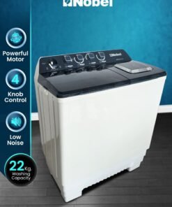 NOBEL Heavy-Duty 22kg Twin Tub Washing Machine with 10kg Spin Capacity, 1200W Power, IPX4 Rating, and Rust-Free Body - NWM2450 22 L 800 W NWM2450 White