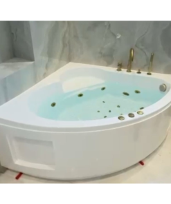 Corner jacuzzi with golden accessories white