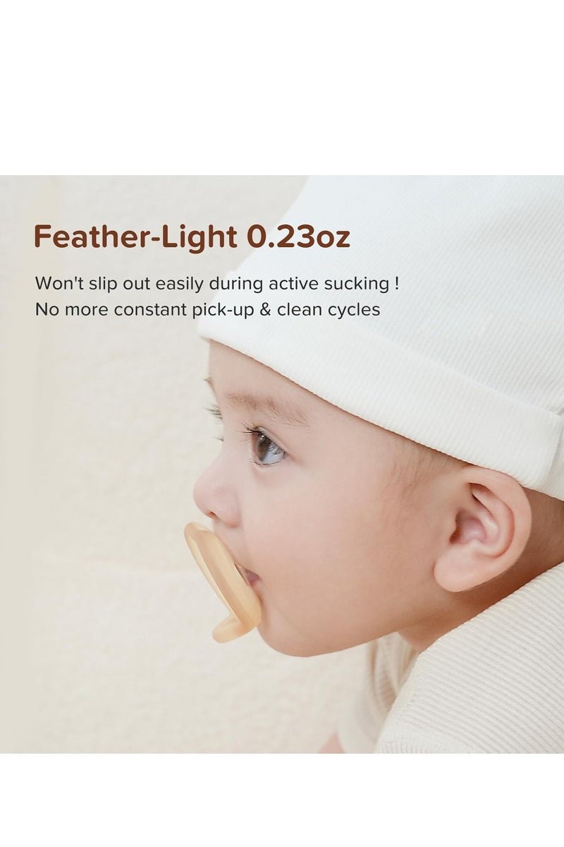 Flushrenic Newborn Pacifiers,0-3 3-6 0-6 Months Ultra Light Silicone Baby Pacifier Girl Boy Infant Paci for Breastfed Babies Breastfeeding Pacii One Piece Flat Soothies for Sensitive Skin BPA Free 2 Pack - Image 4