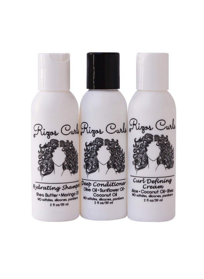 Rizos Curls Trio Travel Kit For Curly Hair: Curl Defining Cream Shampoo Conditioner (2 Fl Oz Each)