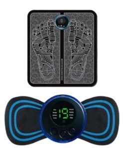 Ems Electric Foot Massagers Set with 1 Foot Massager and 1 Mini Neck Massager Pads Foot Massager Portable USB to Relieve Pain and Blood (MT04, BLACK)