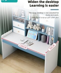 Alternative view of Bybeo Kids Desks, Kid Study Table for Boys Girls, Adjustable Lifting Height Children Desk, Children's Reading Activity Desk with Multi-Tier Large-Capacity Bookshelf, for Student Write Study, 120x150x50cm