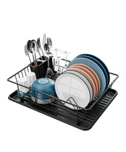 Toshionics Dish Rack Dish Drying Stand Dish Drainer Plate Rack Dish rake Kitchen Organizer Dish Drying Rack Countertop Large Antibacterial Kitchen Utensils Dish racks Dish Stand (Black)