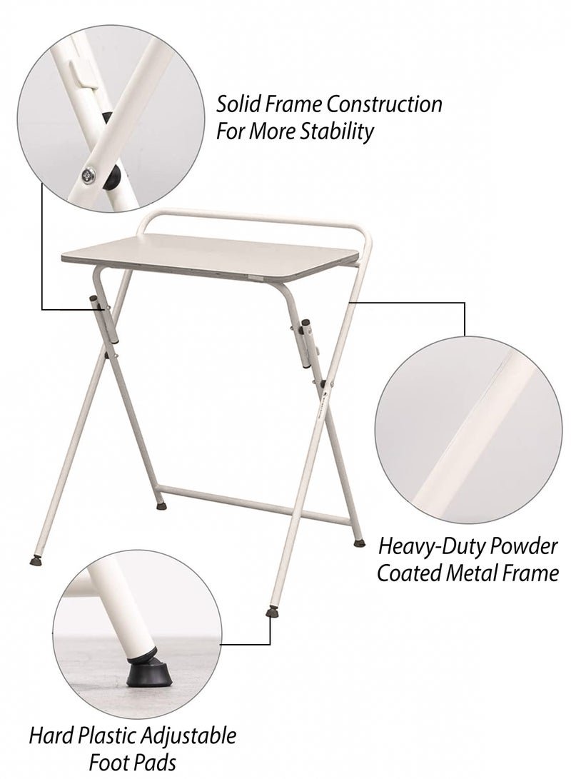DBLEW Modern Folding Rectangular Work Desk Portable and Space Saving Foldable Laptop Desk, Side Table for Home, Office, Computer Gaming, Writing, Reading, Student Study, Bedroom, and Patio Use Premium Oak White Desktop Surface, Sofa and Bedside Table For Indoor Outdoor Camping Picnics Restaurants Café Coffee Tea Shops - Image 3