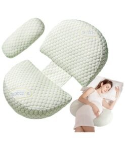MileMelo Pregnancy Pillow for Pregnant Women,Soft Pregnancy Body Pillow,Support for Back, Hips, Legs,Maternity Pillow with Detachable and Adjustable Pillow Cover（Green）