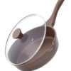 Sensarte 30Cm Swiss Granite Coating Deep Frying Pan Skillet With Glass Lid, Non-Stick, PFOA/PFOS/APEO Free, Saute Pan With Lid, Stay-Cool Handle, Chef Pan Healthy Cookware Cooking Pan With Cover, Induction And Gas Compatible, Dishwasher Safe, Toffee Brown