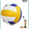 FAYET Official Size 5 Volleyball Set, PU Leather Soft Touch Indoor & Outdoor Volleyball with Pump, Metal Needle & Mesh Carry Bag, Waterproof Recreational Ball for Beach, Gym, Training, Games
