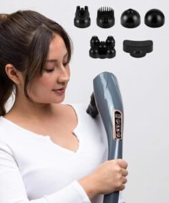 R.VIHAN Electric Handheld Massager with 6 Interchangeable Heads for Deep Tissue Percussion Vibration and Targeted Muscle Relief