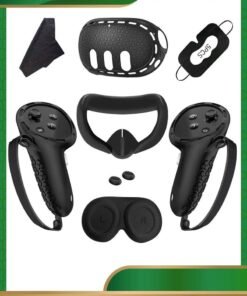 Anmi Protective Cover for Oculus/Meta Quest 3 Accessories, Silicone Controllers Grip Cover Protector, Soft Shell Skin with Face Cover and Lens Cover (Black)