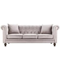 Maharat Al Bahar Mab 3-Seater Sofia Tufted Sofa With Scatter Cushions Grey 216x88x80Cm