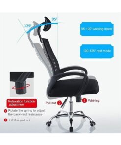 Alternative view of JCB CHIC Office Chair,Comfort Ergonomic Height Adjustable Desk Chair with Lumbar Support Backrest Black