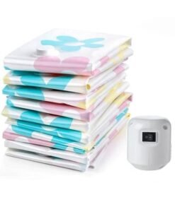 XiuWoo Vacuum Storage Bags Space Saver Bags with Auto Air Pump Reusable Vacuum Compression Bags Space Saving Bag for Clothes Mattress Blanket Duvets Pillows 11 Pieces Set