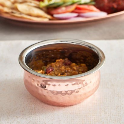 Copper Shine Serving Vessel with Hammered Finish