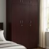 AFT Spacious  MDF 6-Door Wardrobe with Upper and Lower Storage, Hanging Rod, Shelves, Lockable and Drawer, Sleek Metallic Handles, and Durable Hinges – 240 cm (H) x 120 cm (W) x 50 cm (D) Mahogany Brown (ARFAN)