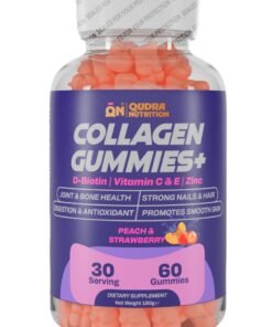 Qudra Nutrition Collagen Gummies Plus D-Biotin, Vitamins C & E, and Zinc for Joint and Bones Health, Strong Nails and Hair, Promotes Smooth Skin & Digestion, Vegan Gummies - Beach & Strawberry Flavour, UAE Brand - Used for Men & Women