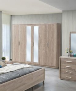 Curvy 6-Door Wardrobe with Mirrors and Drawers