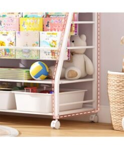 Alternative view of RollsTimi  Kids Bookshelf Freestanding Bookcase for Children Room Toy Organizer Large Modern Minimalist White Stable Metel Bookstore Bedroom, Living, Library