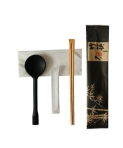 Customized Disposable Tableware Set Hotel Catering Takeaway Disposable Chopsticks Four-piece Tableware Package Customized-Color:Bamboo Chopsticks