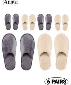 ARUWA 6 Pairs Spa Slippers Non Slip Disposable Slippers, Multicolor Cotton Slipper for For Guest Washable Reusable, Closed Toe Bulk for Shoeless Home, Women Men House Indoor Bedroom Hotel SPA Travel Bride Slippers