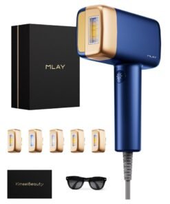 MLAY T14 Laser IPL Hair Removal Device with 6 Lenses, for Body Bikini Face Hair Removal, Acne/Skin Rejuvenation, 3℃ Ice Cooling, 500,000 Flashes per Lense, 0.5s/Flash