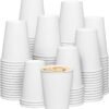 AL FAKHAMA Paper Cups 8oz (50 Pack) White Disposable Coffee Cups for Hot & Cold Drinks