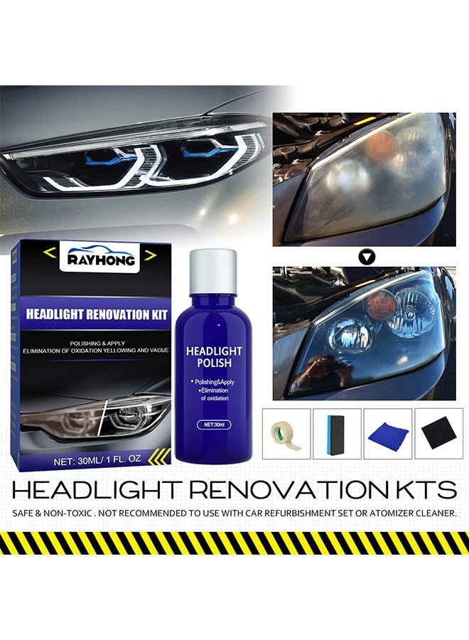 RAYHONG Headlight Renovation Kit - Car Headlight Polishing Agent Scratch Remover Fluid And Headlight Restoration Kit Long Lasting Protection Liquid
