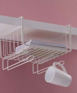 Maisan Overshelf Holder Basket with Mug Hooks