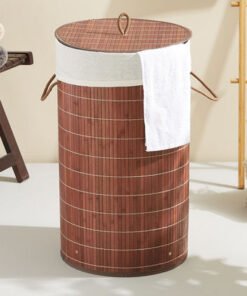 Knock Down Circular Bamboo Laundry Basket