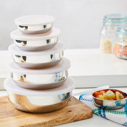 Premia 10-Piece Stainless Steel Food Storage Bowl ...