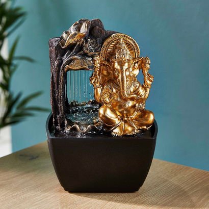 Mini Ganesha Fountain with Yellow Light