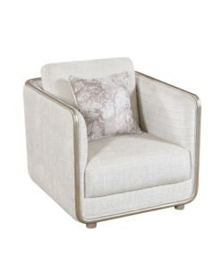 DANUBE HOME Niferu 1-Seater Fabric Sofa - Elegant Beige/Brown Design, Solid Wood Frame, Plush P.U. Foam & Pocketed Springs, Includes Scatter Cushion, 2-Year Warranty