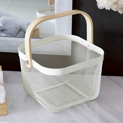 Storage Basket with Wooden Handle - 25x25x17 cm