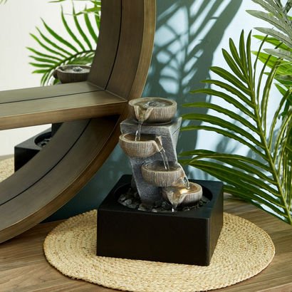 Amber Modern Twisted Fountain with 1 Yellow Light ...