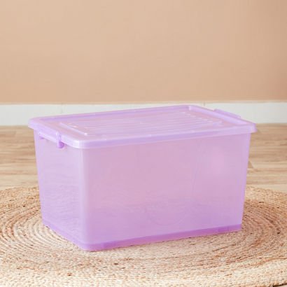 Rolling 55 L Storage Box with Wheels and Lid - 56x...