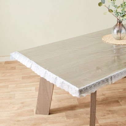 Crystallo Transparent Table Cover with Lace Border...