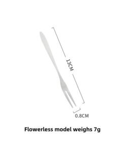 Hotel Supplies Stainless Steel Fruit Fork Moon Cake Fork Dessert Fork Two-tooth Fruit Fork Cake Fork Summer-Color:Bare Two-finger Fork