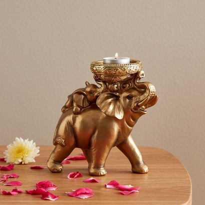 Divine Elephant Tealight Holder - 30.5x7x12 cm