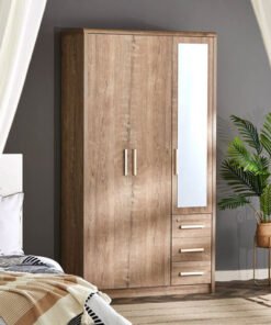 Curvy 3-Door Wardrobe with Mirror