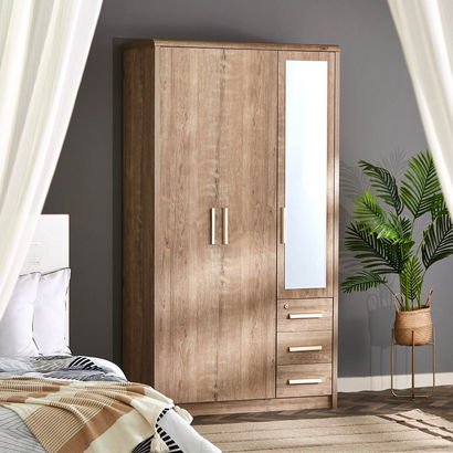 Curvy 3-Door Wardrobe with Mirror