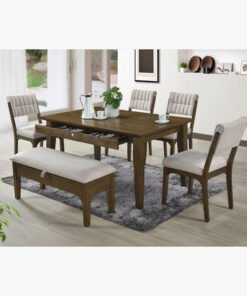 Mocha 6-Seater Dining Set with Bench