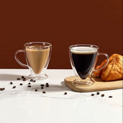 Zen Double Wall Irish Glass Coffee Mug with Handle...