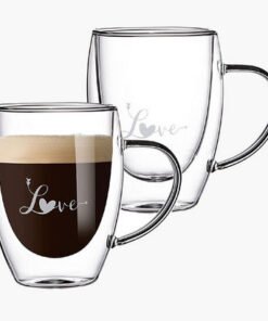 Zen Love Printed Heart Shaped Double Wall Glass Mu...