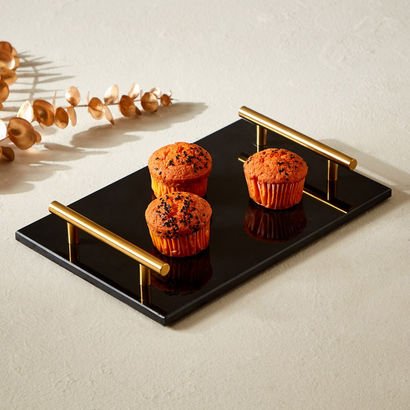 Zen Marble Tray with Handle - 30x20x5 cm