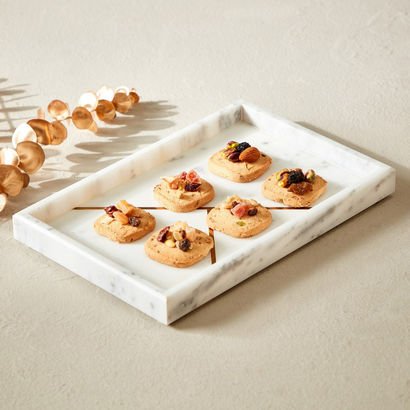 Zen Marble Tray with Ribbed Detail - 30x20x5 cm
