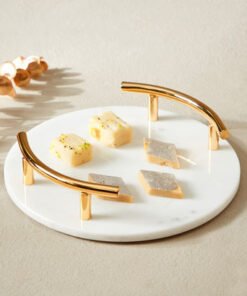 Zen Round Marble Tray with Handles - 25x25x5 cm