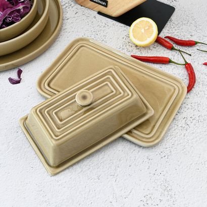 Fissman Ceramic Butter Dish - 21.7x14.5x7.8 cm