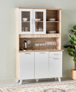 Alford 3-Door Kitchen Cabinet with Drawer and Hutc...