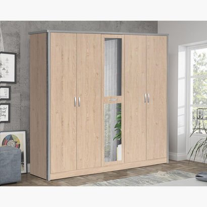 Crescent 5-Door Wardrobe with Mirror